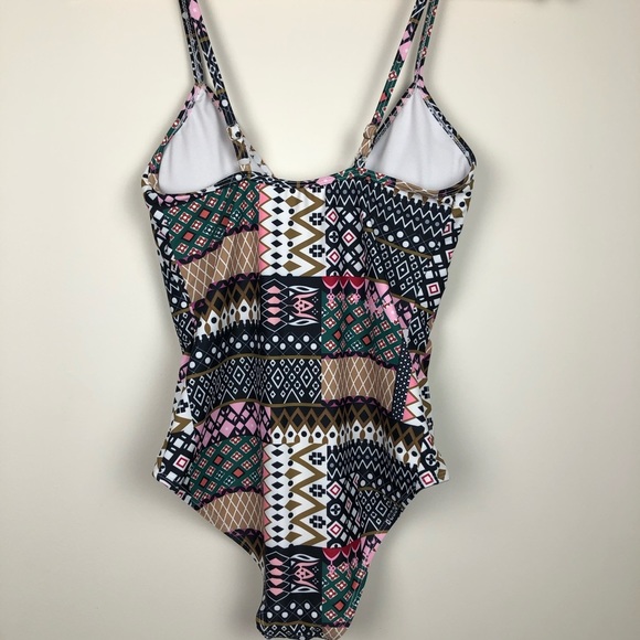 Patch Work Print Onepiece Swimsuit - Picture 2 of 9